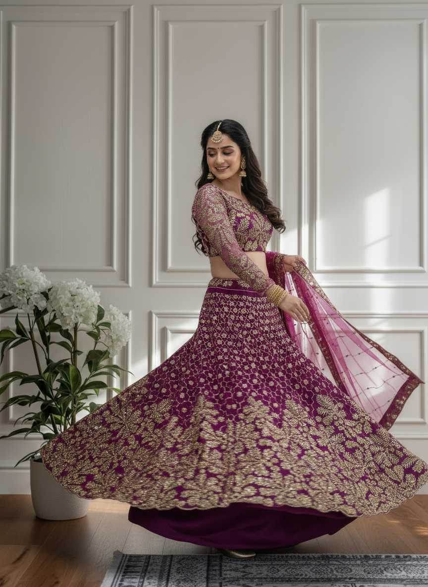 Butterfly Net Embroidered Lehenga - MYLUXURY LANE ENTERPRISE